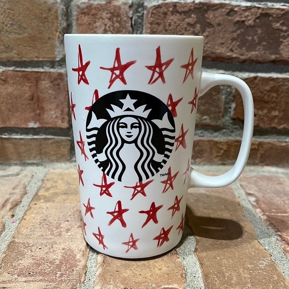 Starbucks Tall Red Stars Holiday 2014 Mug